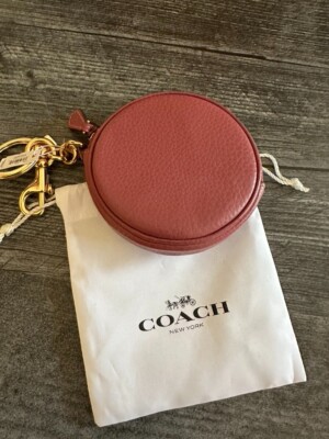 COACH ROUND ZIPPERED COIN CASE/KEY CHAIN CL603 ROSE PINK | eBay