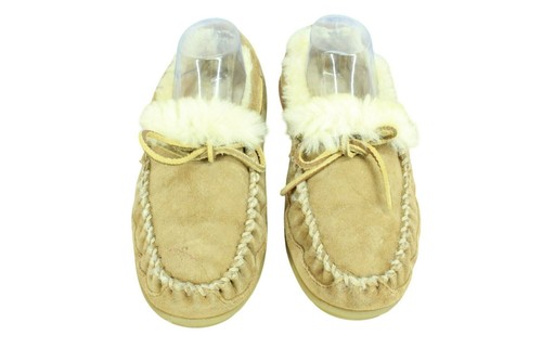 LL Bean Men's Brown Suede Wicked Good Shearling Lined Moccasin Slippers Size 8 M - Picture 5 of 9
