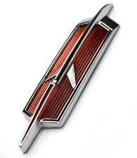 New 68 Cutlass Rocket Front Hood Nose Emblem 1968 Olds Trim Badge Red Chrome
