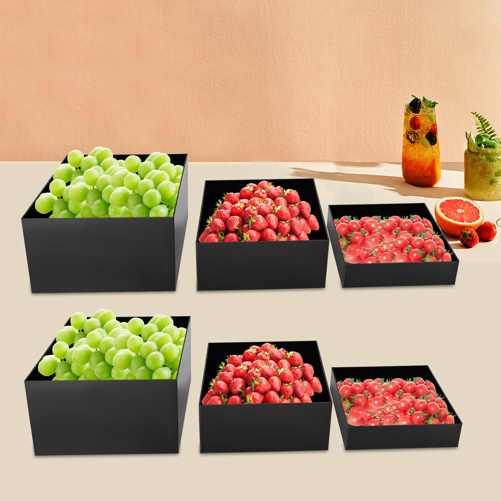 6-Piece Acrylic Cube Risers with Hollow Bottoms for Display