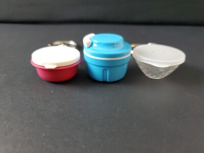 Tupperware Mini Super Sonic Chopper, Prism And Ultimate Bowl Keychain Set Of 3 .