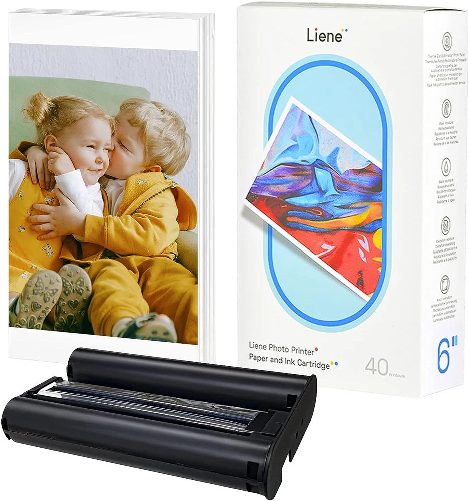 Liene 4x6 Photo Printer with 40 Sheets Paper & Cartridge Refill for DHP NEW