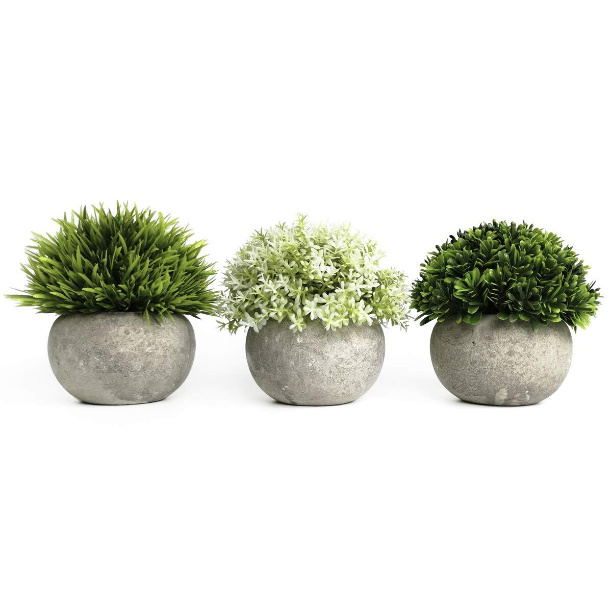 Artificial Plants Mini Plastic Fake Green Topiary Shrubs Pot Decor Small Tuokor-image