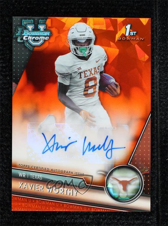 2023 Bowman University Chrome Sapphire Edition Orange 22/25 Xavier Worthy Auto