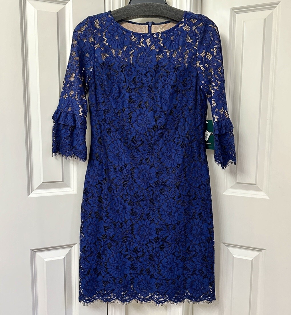 Lauren Ralph Lauren Lace Bell Sleeve Dress, Size-6, Navy | eBay Lauren Ralph Lauren Lace Bell Sleeve Dress, Size-6, Navy | eBay