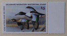 Delaware State Duck Stamp, 1992, sc#DE13, Mint, NH, OG, w/selvege tab