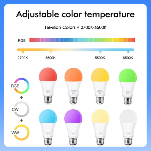 5/10pcs Tuya E27 Zigbee Smart LED Light Bulb RGB CW WW Color Lamp Alexa Google - Picture 10 of 20