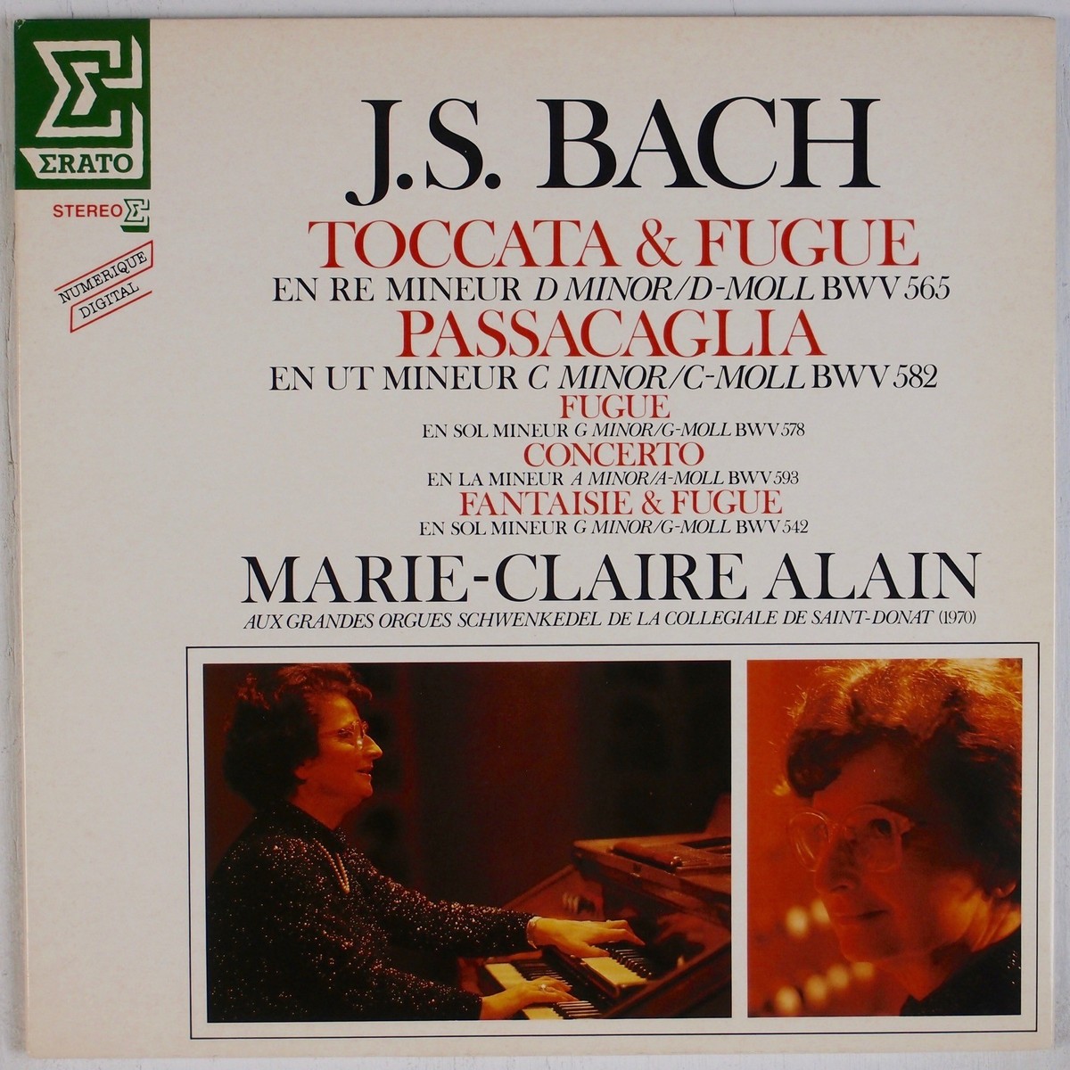 BACH: Toccata & Fugue, Piano, Marie-Claire Alain ERATO 75053 