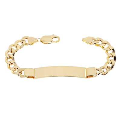 Italian 14k Yellow Gold Kid/Child Cuban ID Bracelet Engravable