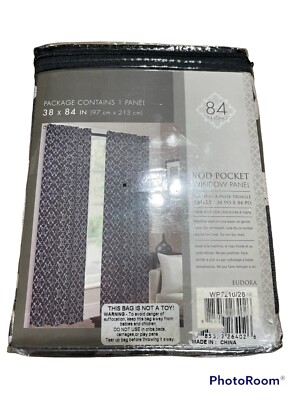 Lot of 2 Black and Grey Long Rod Pocket Window Panel