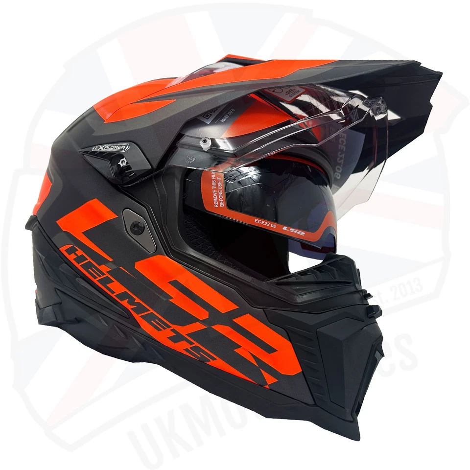 LS2 MX701 EXPLORER FIBREGLASS DUAL SPORT MOTORCYCLE QUAD HELMET ALTER ORANGE - Image 4 of 4