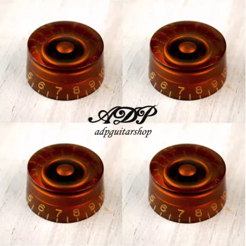 4 Vintage-style Speed Knobs Amber inchSize 24 splines shaft for Gibson LP SG