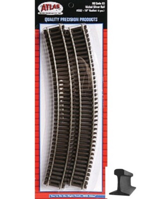 Atlas HO Scale ~ New 2024 ~ Code 83 ~ 18  Radius Curve Track ~ 6 Pieces ~ 532