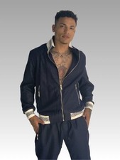 Men's Manzini Navy  White Mesh Casual Tracksuit Outfits Sets NWT