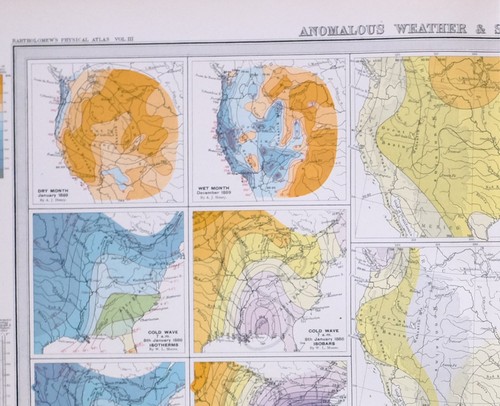 1899 LARGE WEATHER METEOROLOGY MAP ANOMALOUS WEATHER & STORMS NORTH AMERICA  - Picture 2 of 5