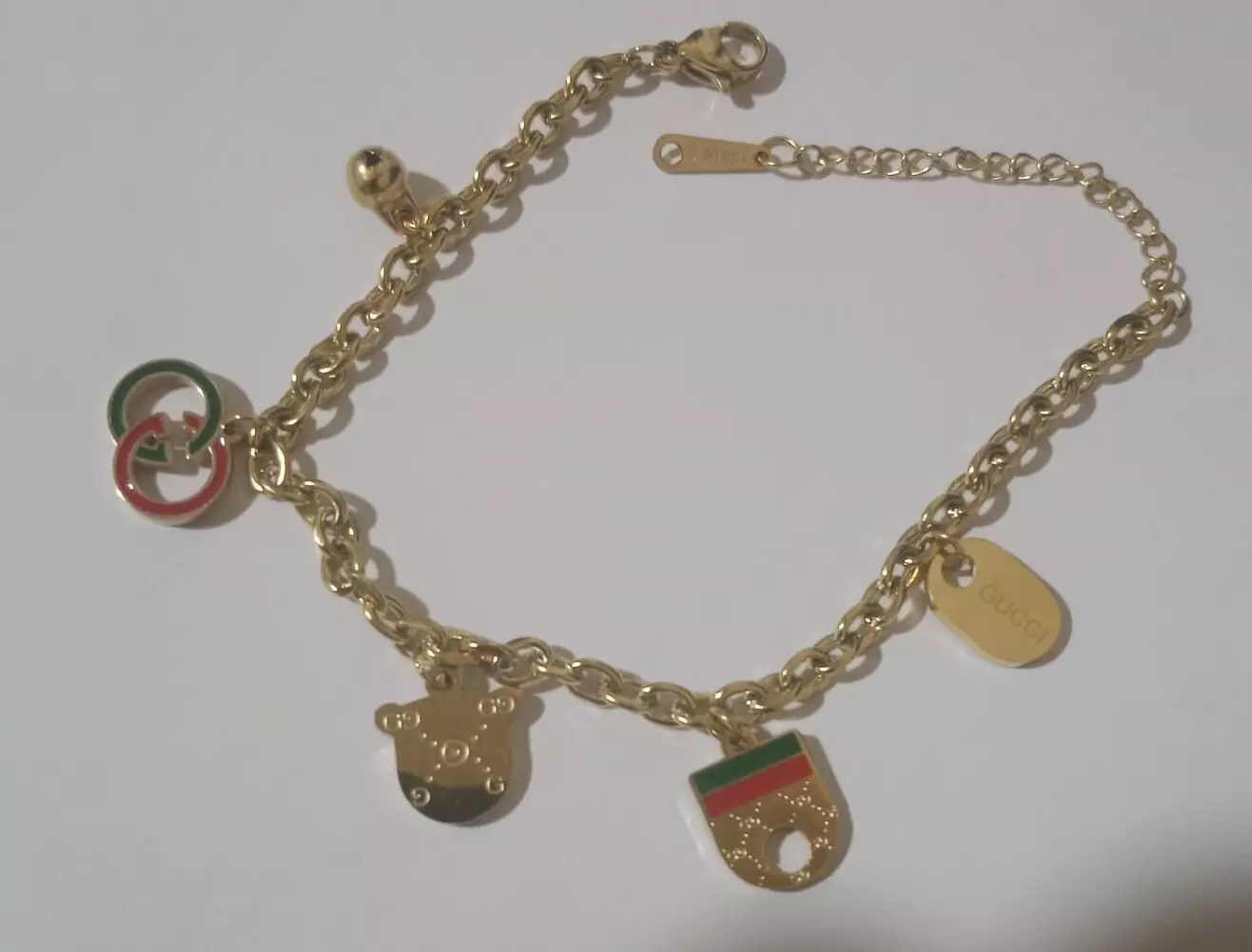 Gucci Bracelet, Cheville Acier Inoxydable Couleur Or Cadeau Accessoires 8in