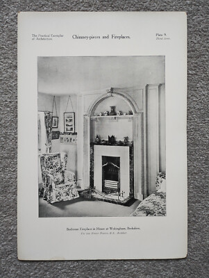 Schlafzimmer Kamin im Haus in Wokingham, Berkshire - antiker Druck - 1928