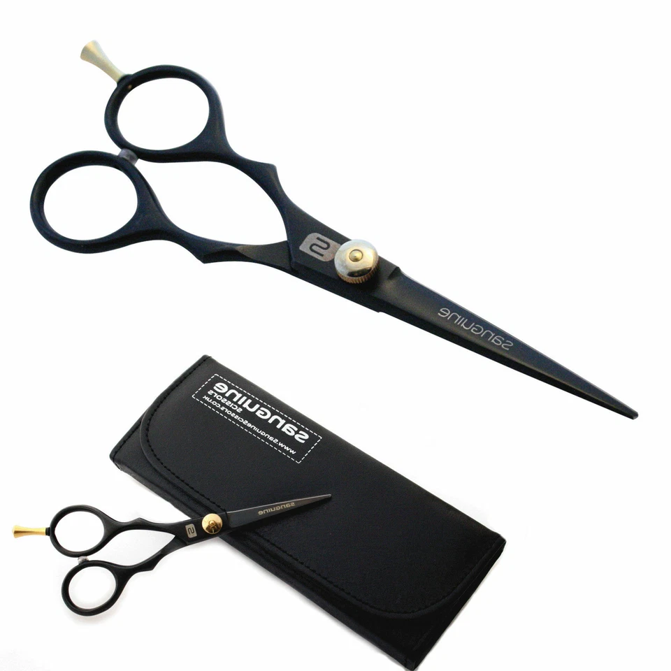 SANGUINE SCISSORS Left Handed Scissors Barber Left Handed Scissors Black Scissors 5.5" (14 cm) JAG