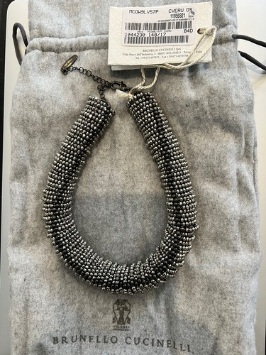 Brunello Cucinelli Silver Bead Necklace NWT Gorgeous Rare and Impossible to find - Picture 6 of 6