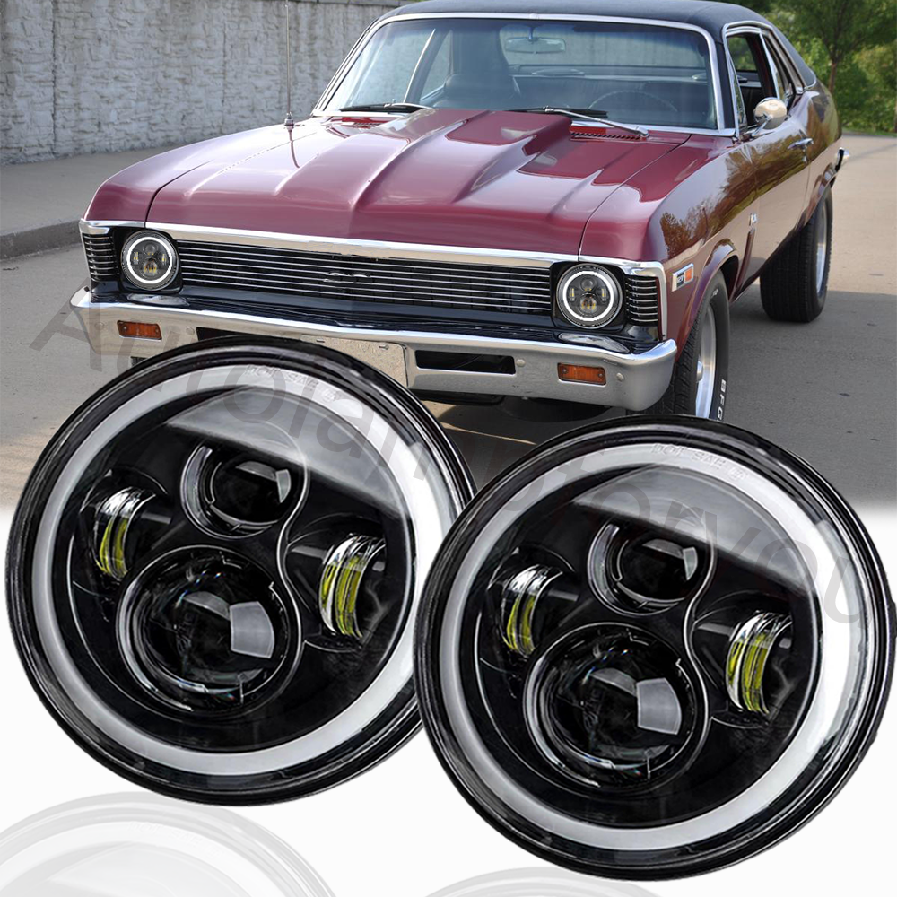 For Chevrolet Chevy Nova 1963-1978 7inch Round LED Headlight Hi/Lo