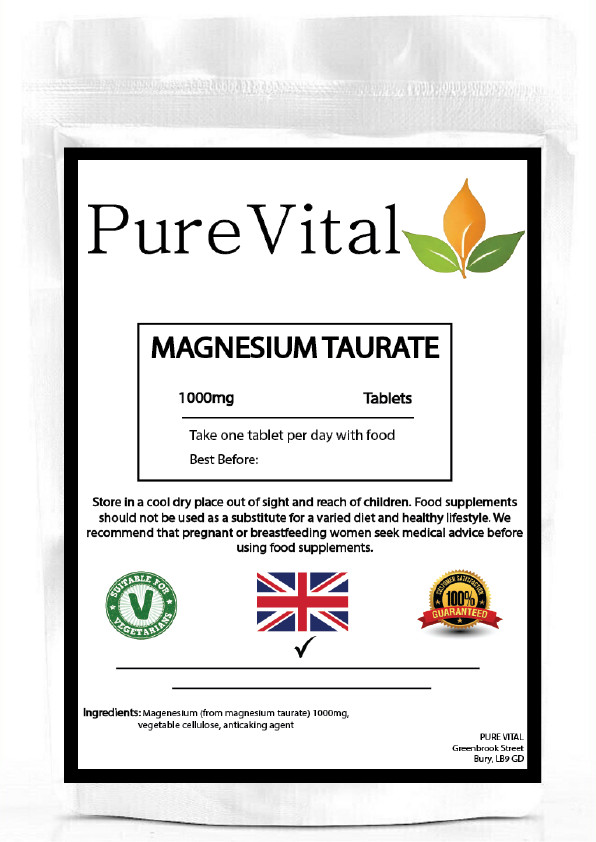 Magnesio Taurato 1000mg Compresse - Supporto Salute Cuore e Muscoli di PureVital