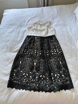 Lovely Hobbs BNWT Ivory Black Lace Sleeveless Dress Size 14 SMALL MARK  Party | eBay UK