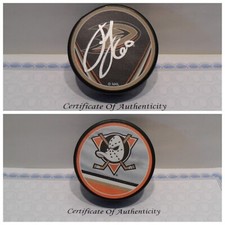 Jackson LaCombe Autographed Signed Anaheim Ducks Puck COA - Reverse Retro Puck