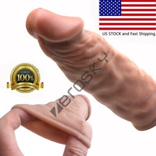MALE-Silicone-Condom-Reusable-Realistic-Penis-Extender-Sleeve-Enlarger-Bigger US