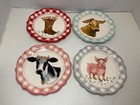 Pioneer Woman Gingham Farmhouse 7" Salad / Desert Plates Decor Set Of 4 Vintage