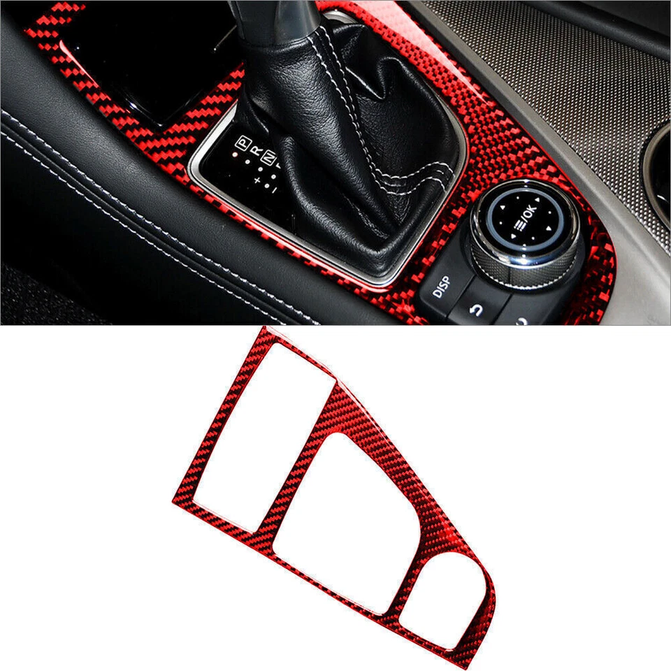 Kit completo cubierta interior fibra de carbono rojo 8 piezas para Infiniti Q50 Q60 2014-19 Foto 2 de 4