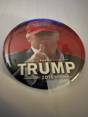 2016 Donald Trump 2'' / ''Red MAGA Hat'' Presidential Campaign Button