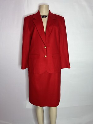 VINTAGE PENDLETON RED WOOL SKIRT SUIT SIZE 10 MADE IN USA