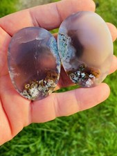 Pair Of Plume Agate Cabochons,Rare Material ,100% Natural. Plume Agate.