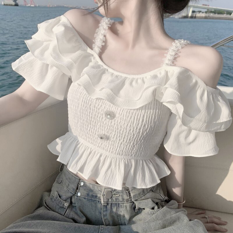 Sweet Mori Girls Womens Ruffle Tops Slim Fit Blouse T-Shirts