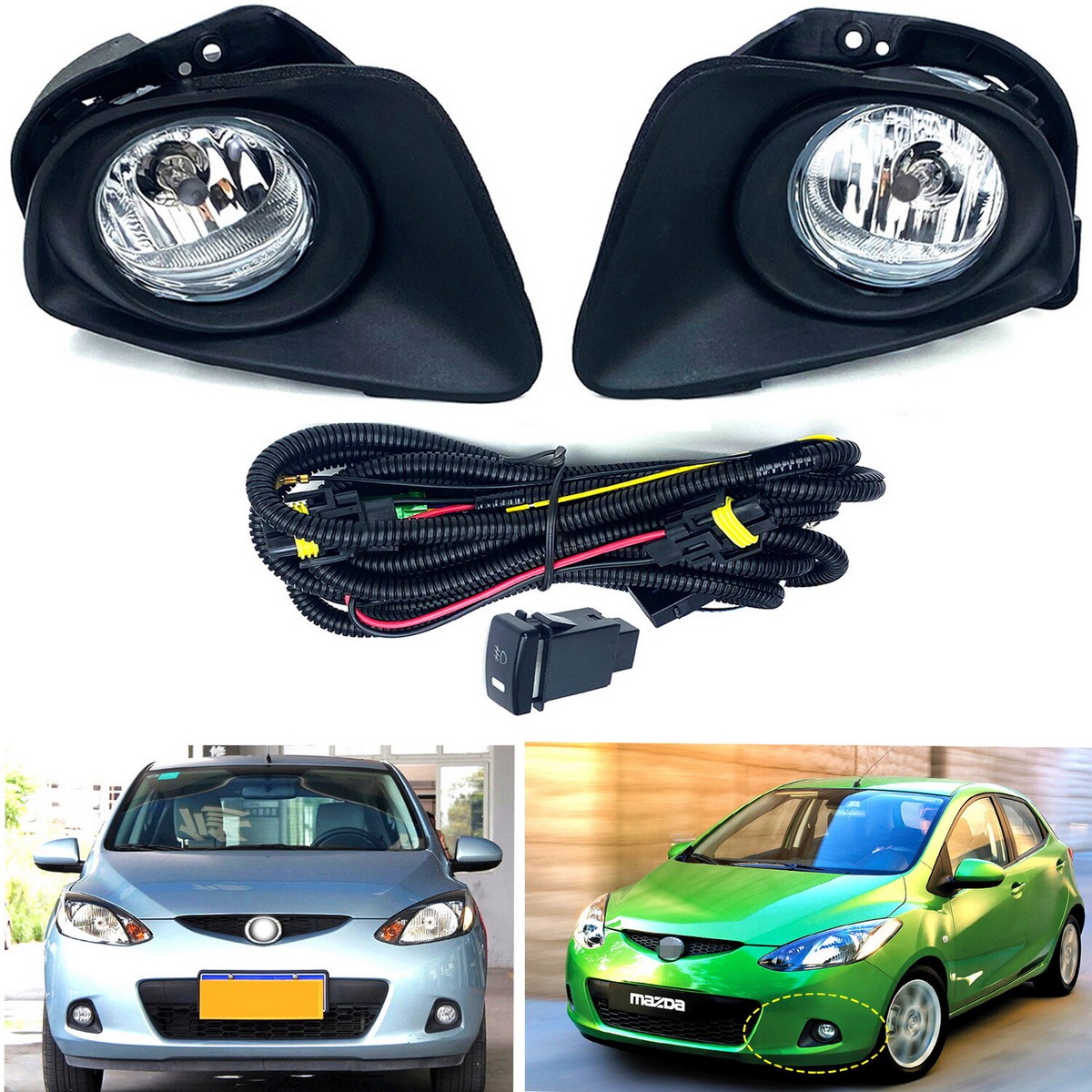 Fog Driving Lights Kit For Mazda 2 DEMIO 2007 2008 2009 Driver
