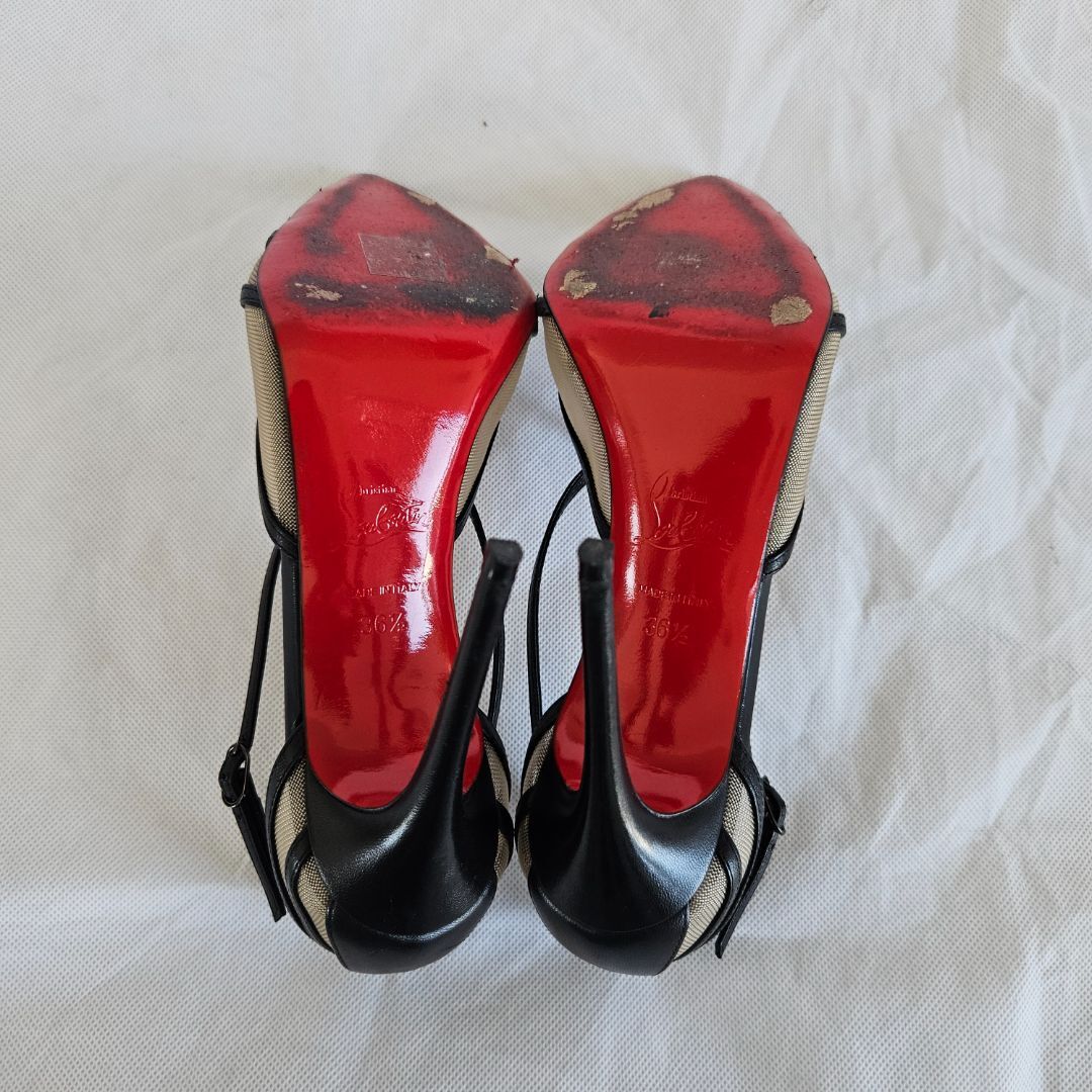 Christian Louboutin Black Leather Mesh Striped Pumps, 36.5 | eBay