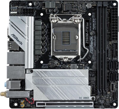 ASRock Z590M-ITX/AX LGA 1200 Intel Z590 SATA 6Gb/s Mini ITX Intel Motherboard