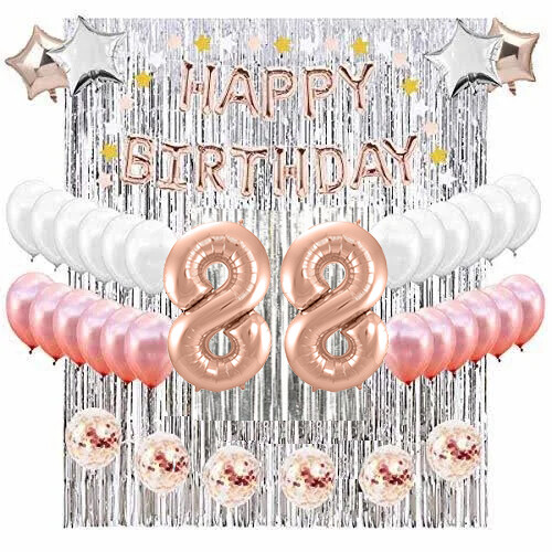 88th Birthday Complete Rose Gold & Silver Balloon Party Decoration Supplies - Bild 1 von 6