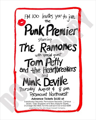 1977 Ramones & Tom Petty Heartbreakers Paramount Northwest Concert Ad 8x10 Photo