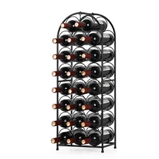 23 Bottles Freestanding Floor Metal Wine Rack with Iron Handle Stylish and Fu...
