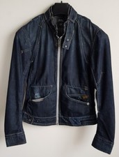 G-star Women's Distressed Style Dark Indigo Denim Jacket Size L