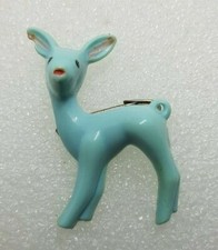 brooch old plastic era light blue Celluloid deer bambi vintage rare real old
