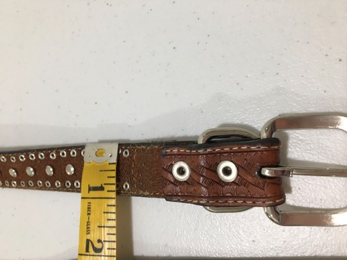 Nocona Child Brown Leather Calf-Hair & Blue Crystals Western Belt Size XL UNISEX - Picture 21 of 21