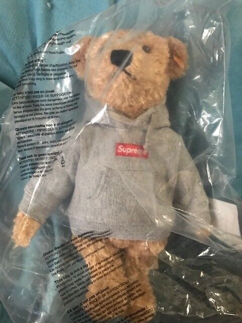 Supreme Steiff Teddy Bear BOX LOGO HEATHER GRAY BOGO FW18 NEW Rare | eBay