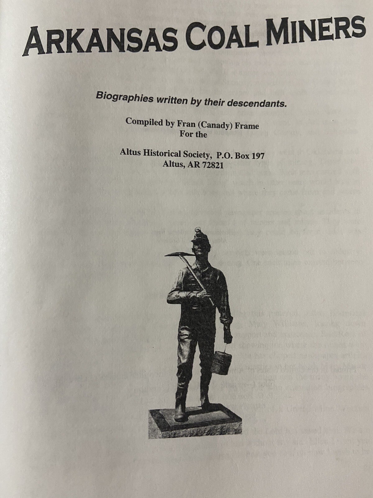 ARKANSAS COAL MINERS History Biographies / Fran Frame Altus Historical Society eBay