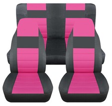 Full Set Car Seat Covers Cotton 2 Tone Charcoal-sides Fits 1989-1998 Geo Tracker