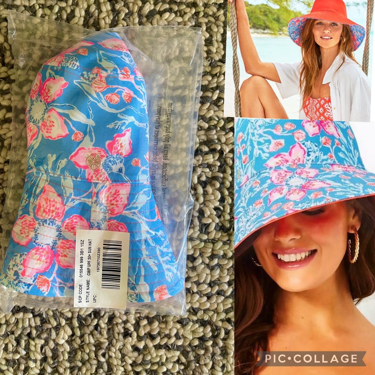 Lilly Pulitzer UPF 50+ Reversible Canvas Sun Hat Bahamian 