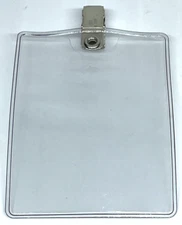 Clear Vinyl Vertical ID Badge Holder Alligator Clip 2.75 x 3.75 LOT of 100