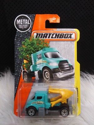 Matchbox 2017 MBX Construction Tree Lugger 31/125, Teal and Yellow 