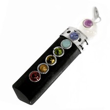 Black Tourmaline Pendant 7 Chakra Gemstone Crystal Ball Necklace Reiki